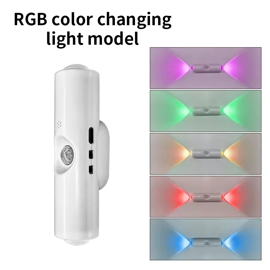 Luz Nocturna LED 7 Colores con Sensor de Movimiento — Doble Cabezal Inalámbrica y Magnética