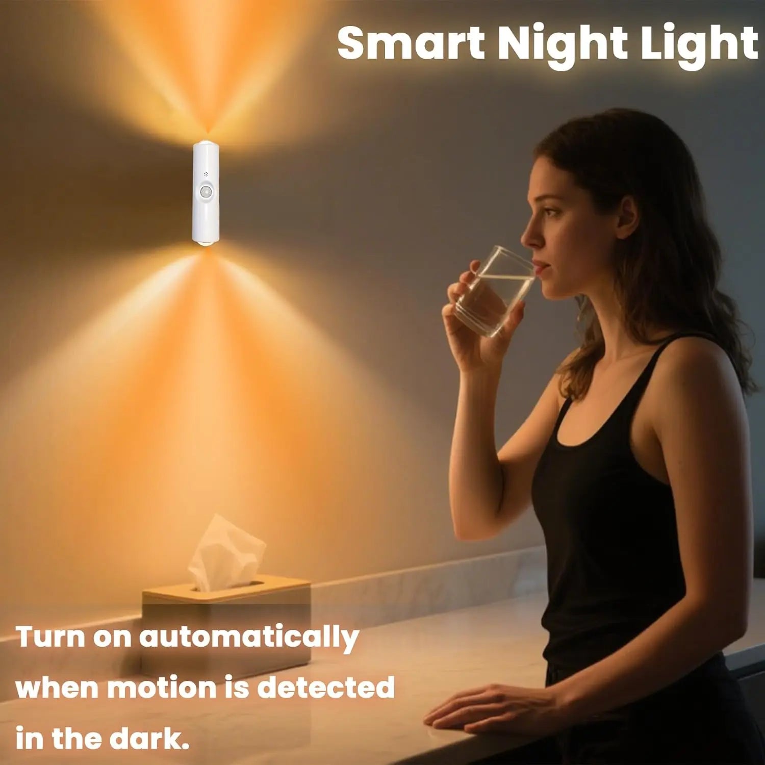 Luz Nocturna LED 7 Colores con Sensor de Movimiento — Doble Cabezal Inalámbrica y Magnética