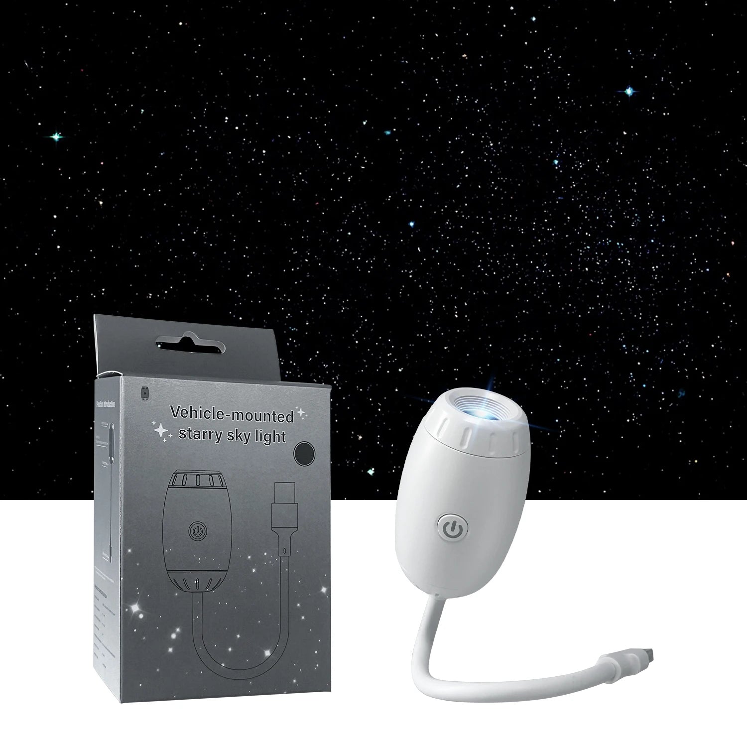 Proyector de Galaxia Mini 2 en 1 — Luz Nocturna y Atmósfera Estelar para Dormitorio y Coche
