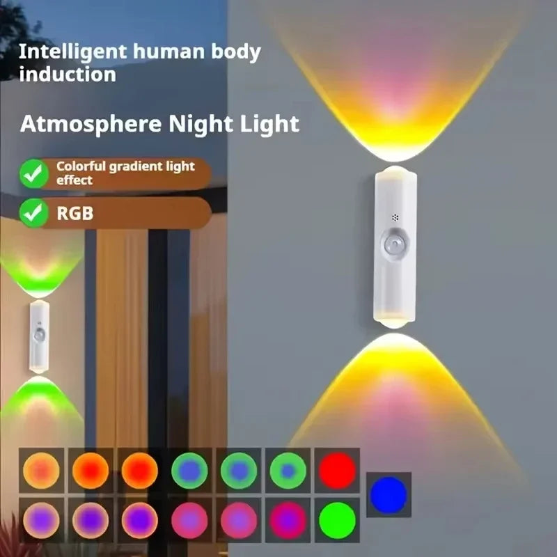 Luz Nocturna LED 7 Colores con Sensor de Movimiento — Doble Cabezal Inalámbrica y Magnética
