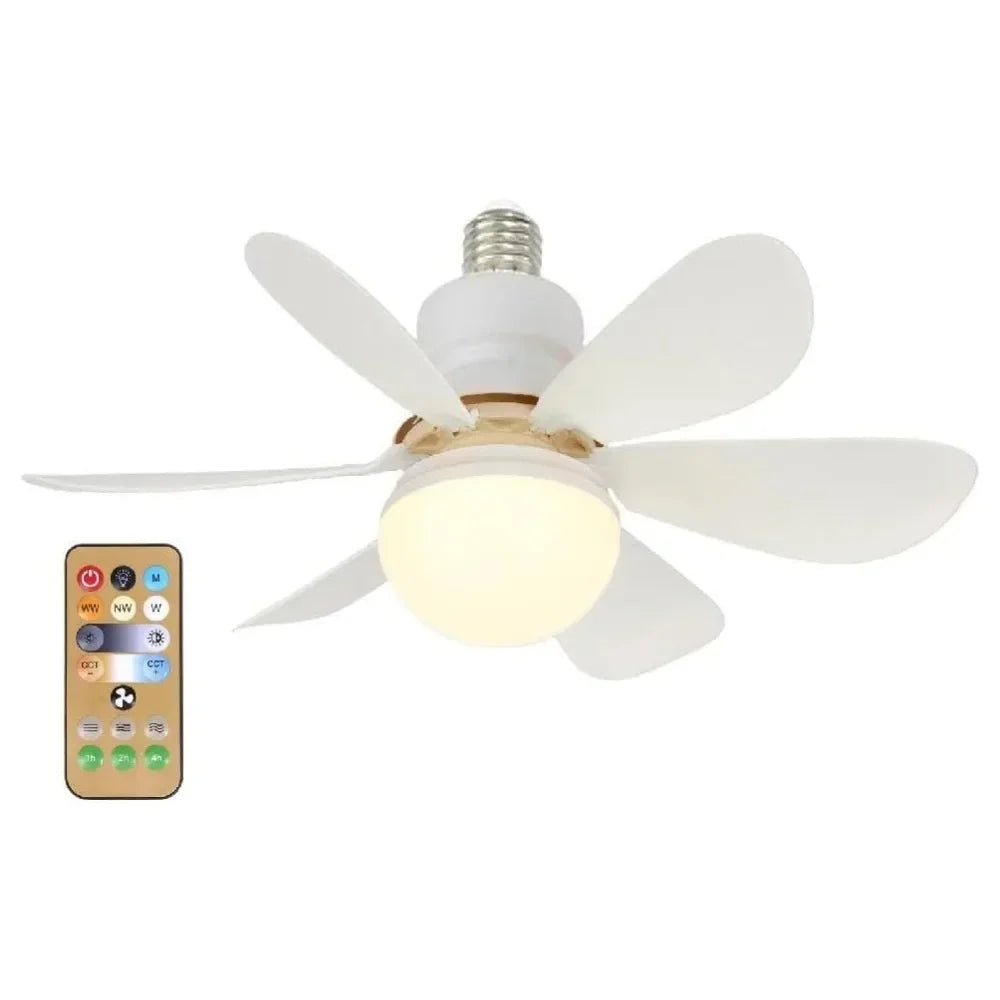 Ventilador de Techo con Luz LED 40W E27 y Mando a Distancia — Regulable para Salón y Dormitorio