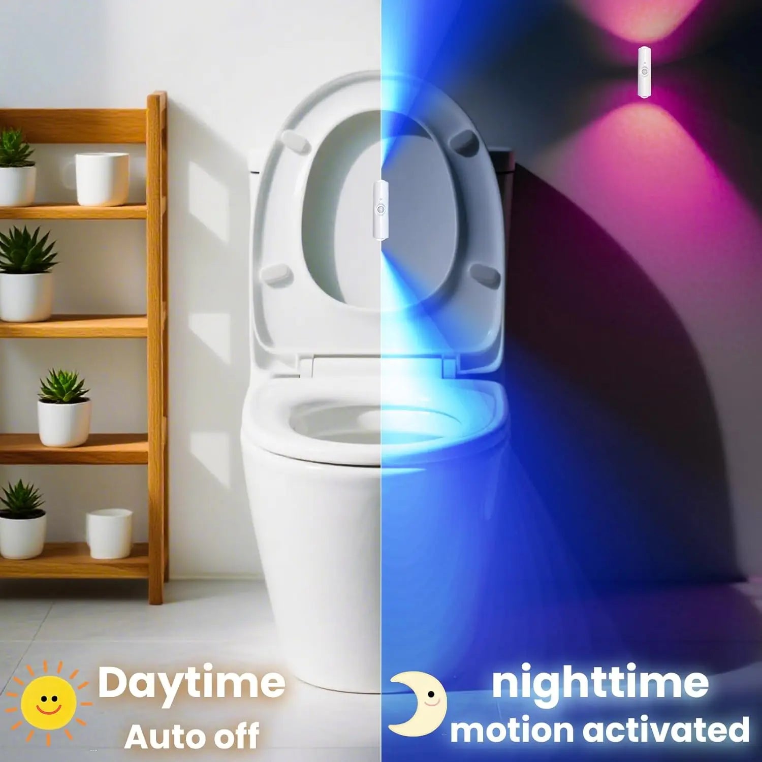Luz Nocturna LED 7 Colores con Sensor de Movimiento — Doble Cabezal Inalámbrica y Magnética