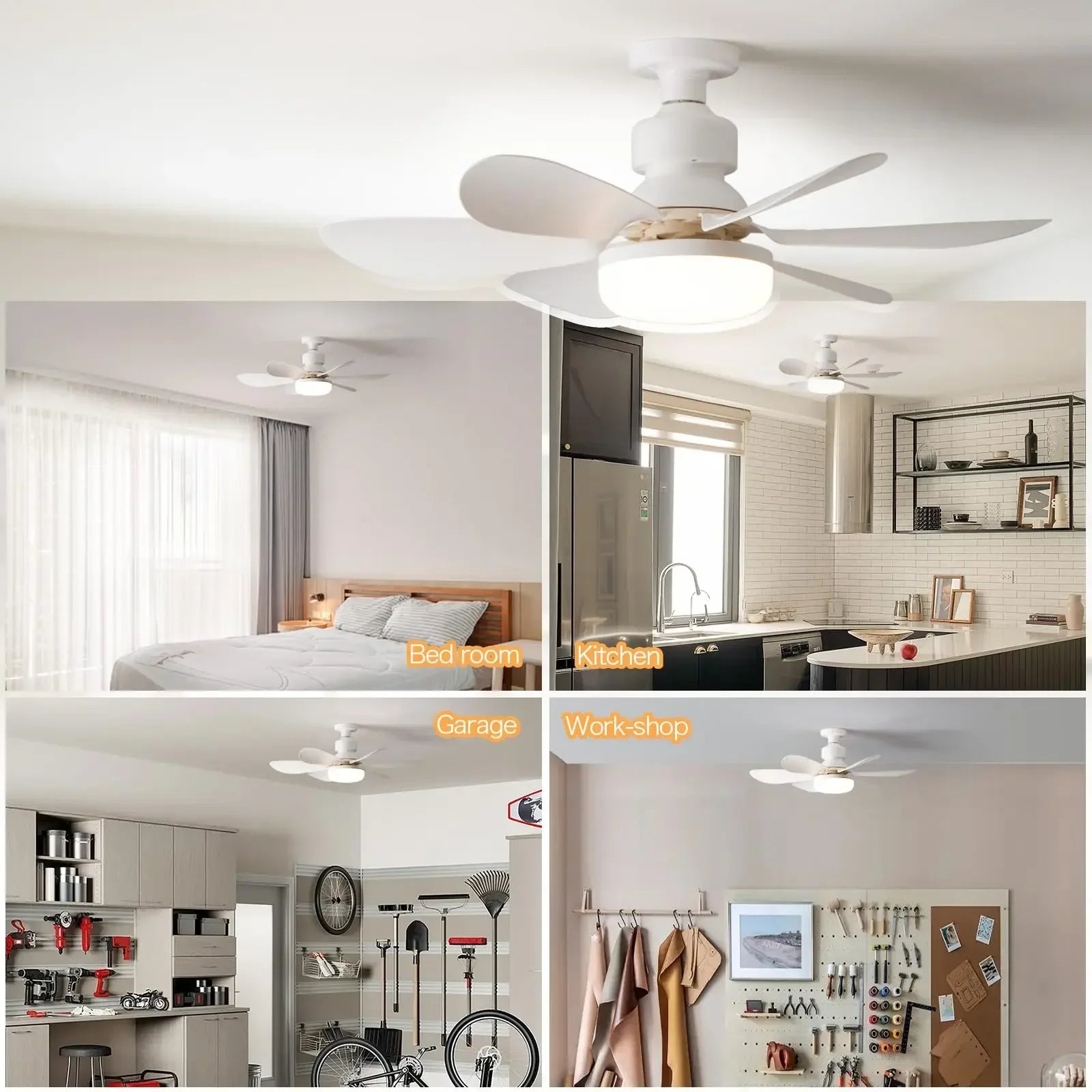 Ventilador de Techo con Luz LED 40W E27 y Mando a Distancia — Regulable para Salón y Dormitorio