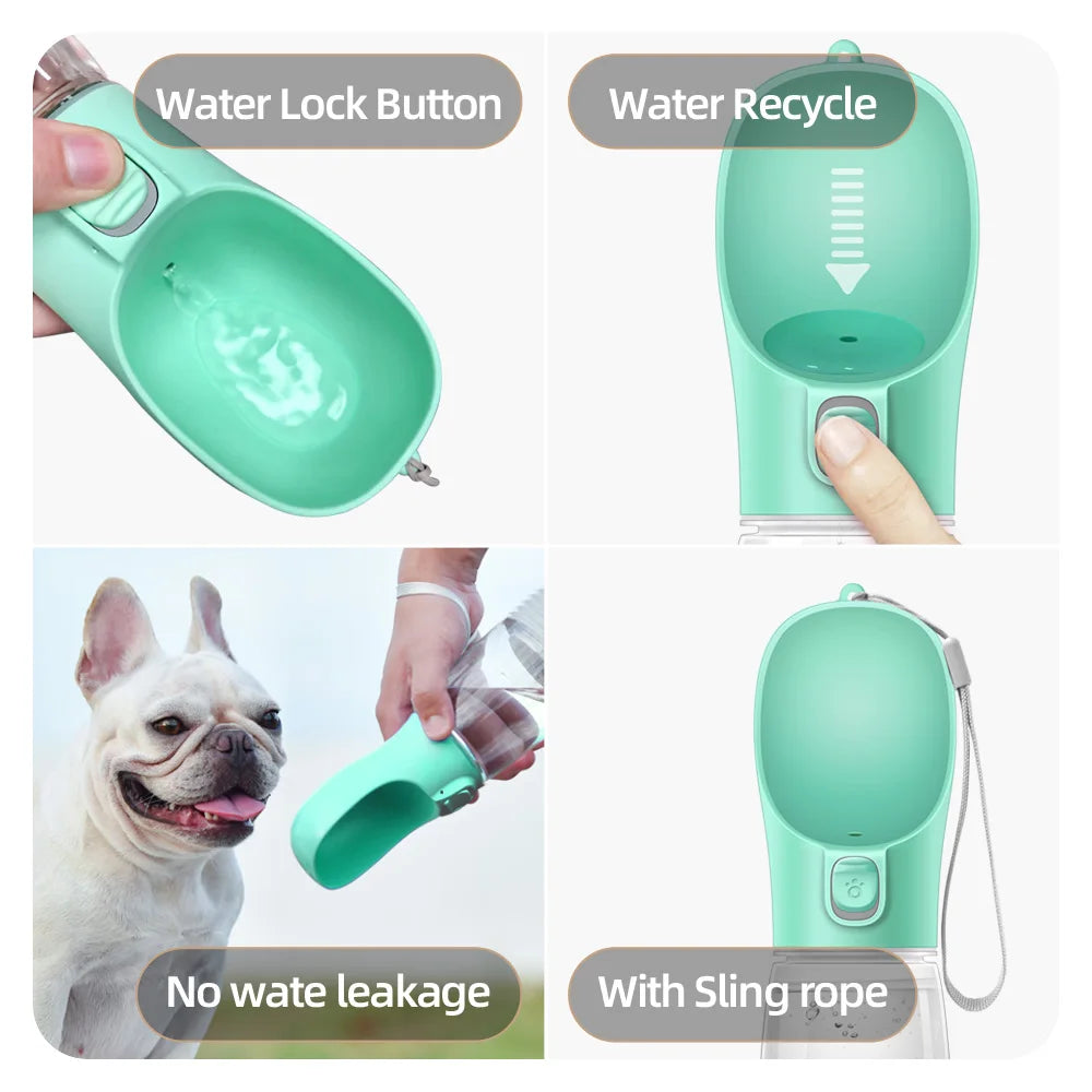 Botella Bebedero Portátil Antigoteo para Perros — 300/350/550ml para Paseos y Viajes
