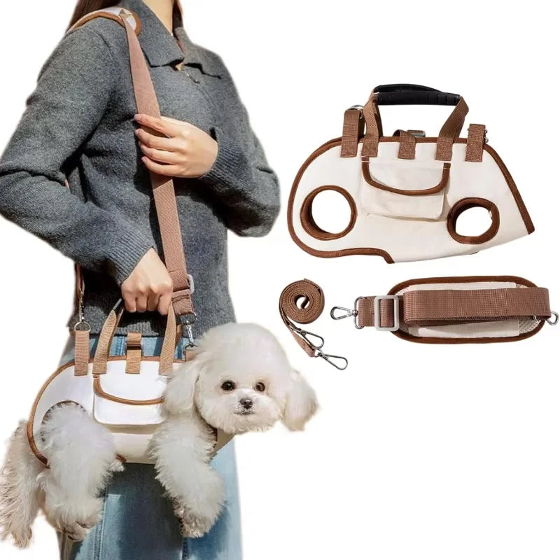 Arnés Portador 3 en 1 para Perros y Gatos Pequeños — Mochila Sling con Asa y Correa