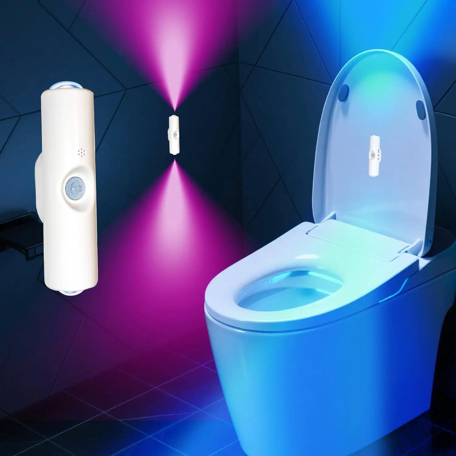 Luz Nocturna LED 7 Colores con Sensor de Movimiento — Doble Cabezal Inalámbrica y Magnética