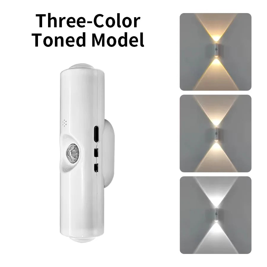 Luz Nocturna LED 7 Colores con Sensor de Movimiento — Doble Cabezal Inalámbrica y Magnética