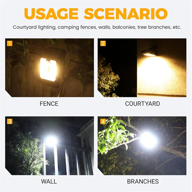 Luces Solares Exterior con Sensor de Movimiento — 3 Modos y 3 Formas de Instalación para Valla y Jardín