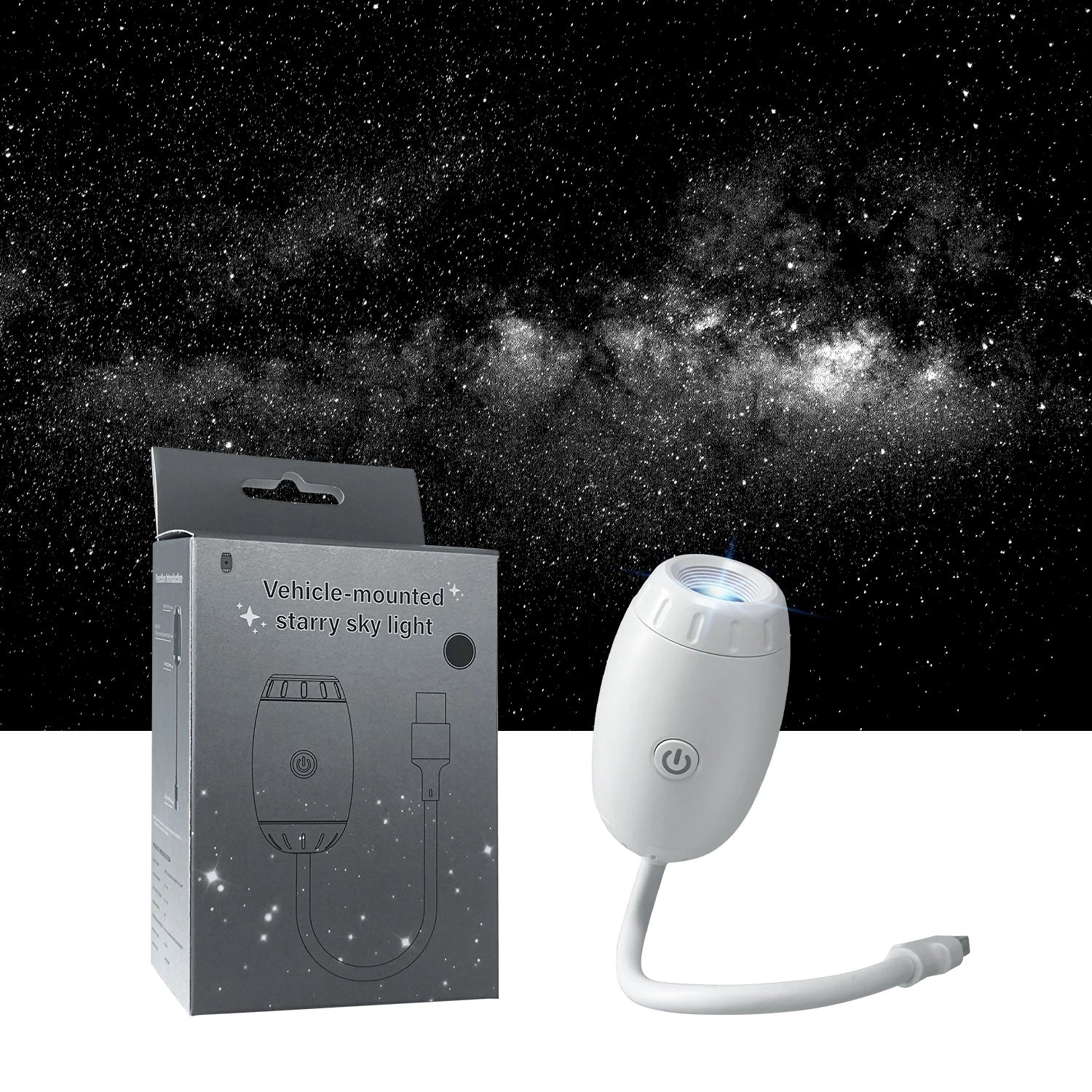 Proyector de Galaxia Mini 2 en 1 — Luz Nocturna y Atmósfera Estelar para Dormitorio y Coche