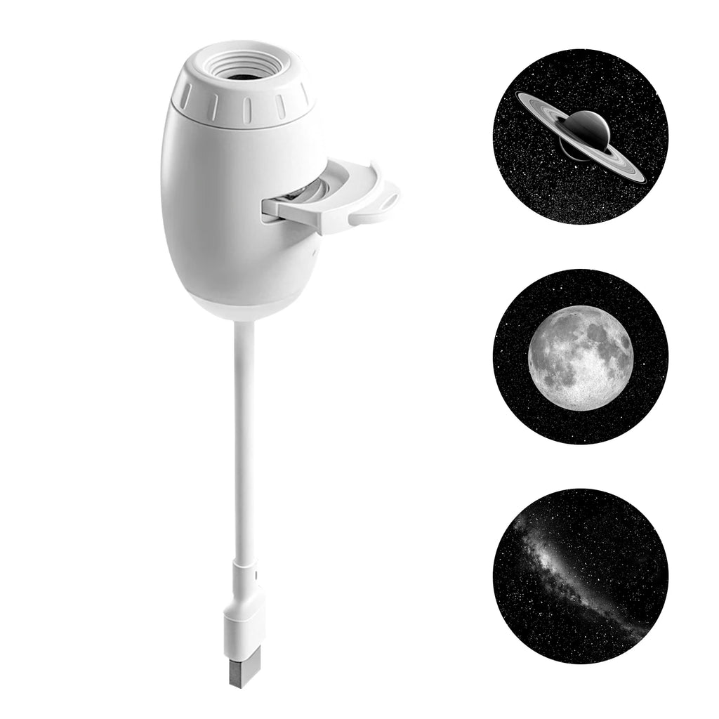 Proyector de Galaxia Mini 2 en 1 — Luz Nocturna y Atmósfera Estelar para Dormitorio y Coche