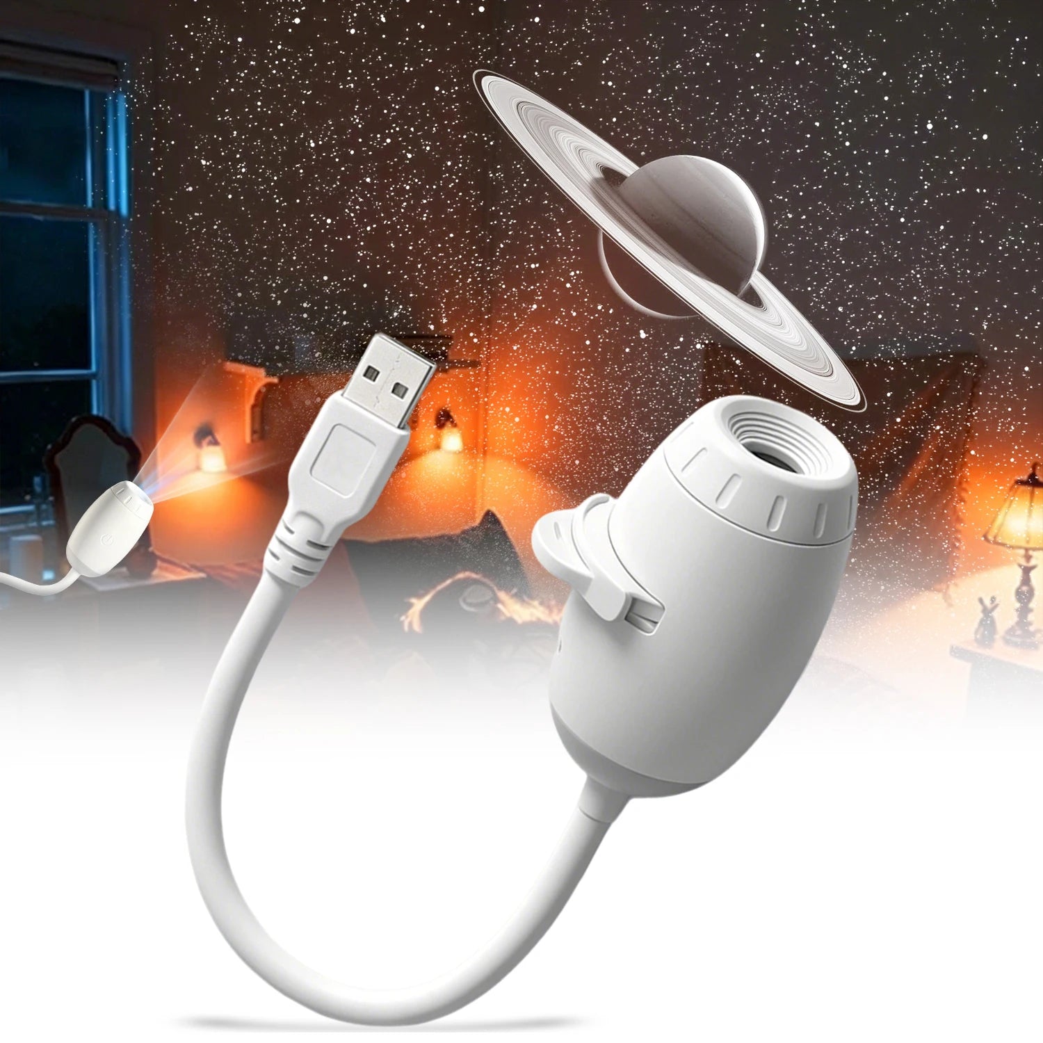 Proyector de Galaxia Mini 2 en 1 — Luz Nocturna y Atmósfera Estelar para Dormitorio y Coche