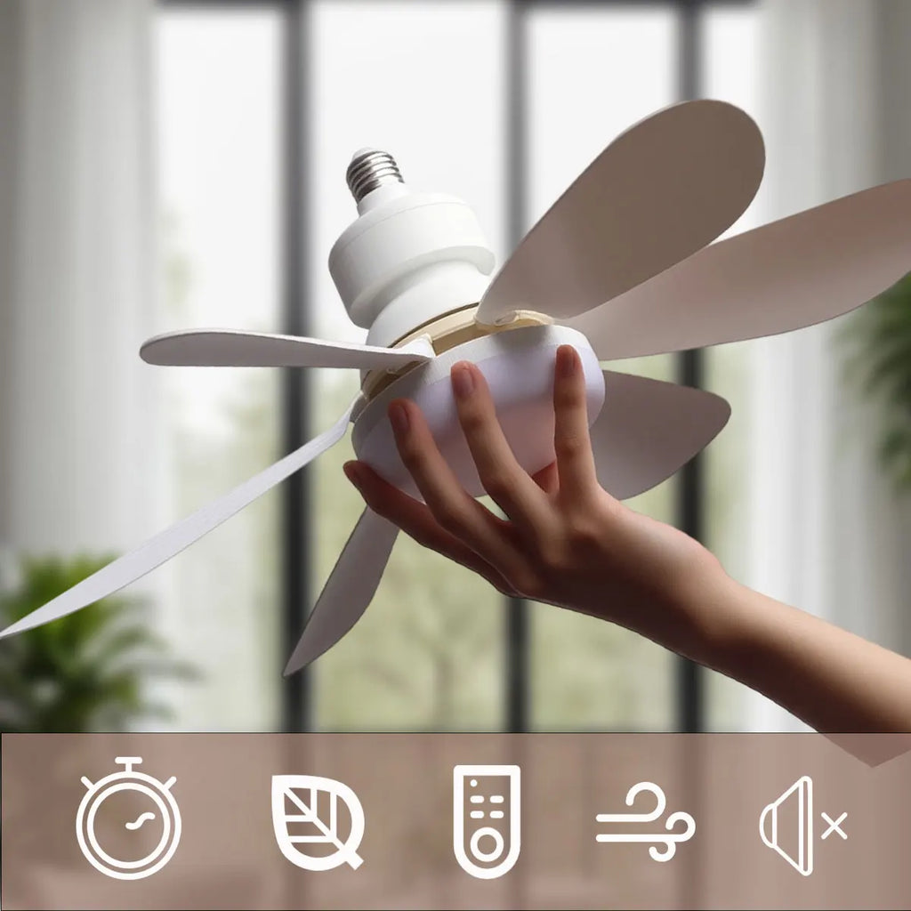 Ventilador de Techo con Luz LED 40W E27 y Mando a Distancia — Regulable para Salón y Dormitorio