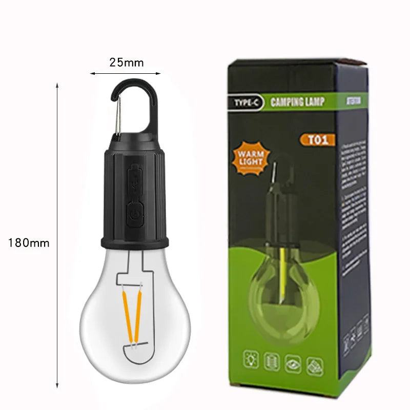 Linterna LED de Camping Recargable USB-C 100LM — 3 Modos y Resistente al Agua con Gancho