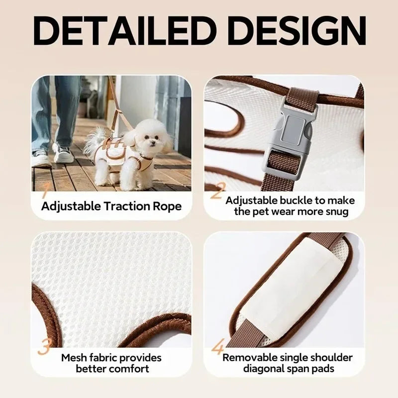 Arnés Portador 3 en 1 para Perros y Gatos Pequeños — Mochila Sling con Asa y Correa