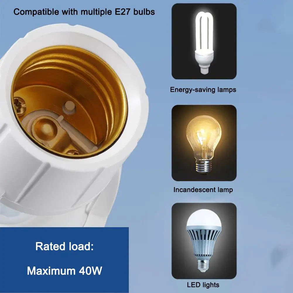 Adaptador de Casquillo E26 con Sensor de Movimiento — Encendido Automático para Garaje y Trastero