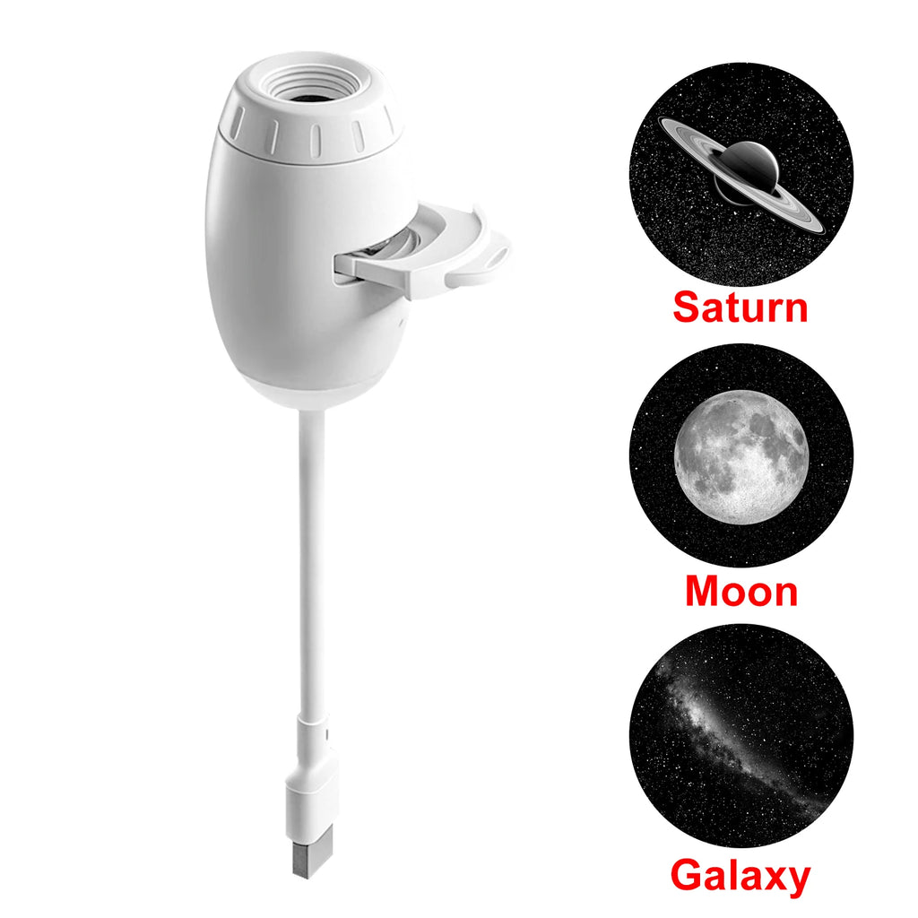 Proyector de Galaxia Mini 2 en 1 — Luz Nocturna y Atmósfera Estelar para Dormitorio y Coche