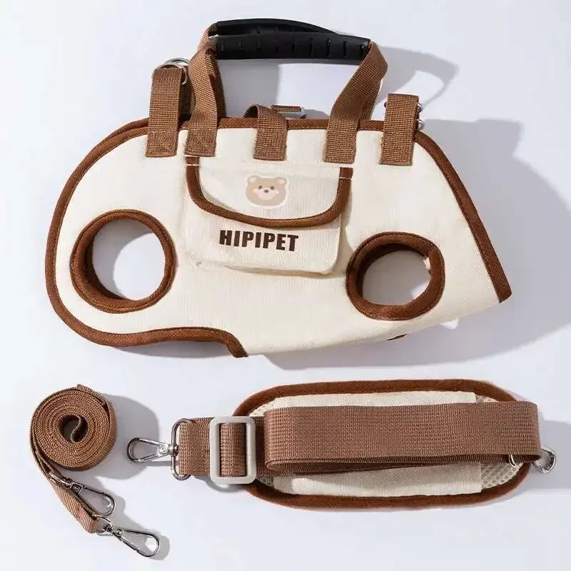Arnés Portador 3 en 1 para Perros y Gatos Pequeños — Mochila Sling con Asa y Correa